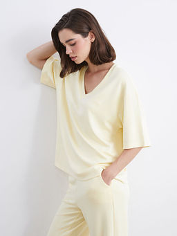 V Yaka Nak??l? Oversize Kad?n Ti??rt