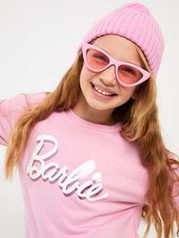 Bisiklet Yaka Barbie Bask?l? Uzun Kollu K?z ?ocuk Sweatshirt