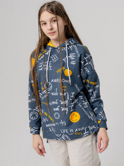 884Д Худи детское "Оранжевые смайлики"