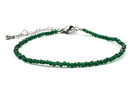 Браслет из граненых бусин мелких 2мм циркон цв.изумрудный, 17см