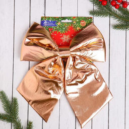 Ёлочная игрушка Зимнее волшебство. Бант текстиль, 2426 см, золото  фото 2