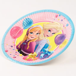 Цена за 10 шт. Тарелка одноразовая «С Днем Рождения!», 18 см, Холодное сердце