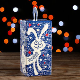 Цена за 5 шт. Подарочная коробка Кот и заяц, 9,5 х 9,5 х 19,7 см