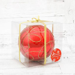 Ёлочный шар Золотые завитки, новогодний, d=12 см, красный - Зимнее волшебство фото 2