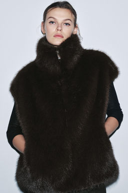 ZW COLLECTION FAUX FUR WAISTCOAT - Zara фото 4