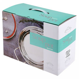 Кастрюля из нержавеющей стали Аксай 4,8л, д23,5см h14,4см, s0,45мм, матовая полировка, стеклянная крышка, металлические ручки, с теплораспределительным дном 0,5см, цветная коробка (Китай) - Домашняя мода фото 7