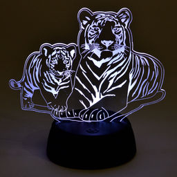 ULI-M508 RGB/3AA TIGER FAMILY/BLACK Светильник декоративный с эффектом 3D Семья тигров, на батарейках 3AA (не в/к). 1 светодиод. RGB свет. TM Uniel