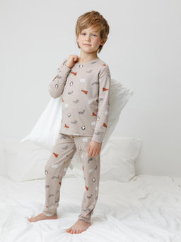 К 1552/северные зверята на бежевом пижама дет