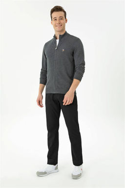 Мужской базовый трикотажный кардиган антрацитового меланжа - U.s. polo assn фото 11