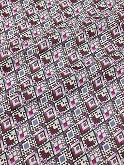 Бязь Этно - мозаика цв.сливовый, ш.1.5м, хлопок-100%, 120гр/м.кв