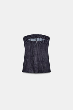 DENIM-EFFECT BUSTIER TOP - Zara фото 6