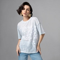 Футболка с объемным декором, Буду тебе сниться (голубой меланж) - Charutti фото 12