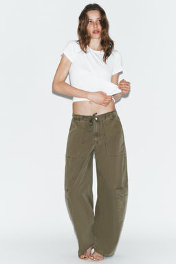 PANTAL?N OVERSIZE CARGO / Khaki oscuro