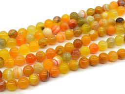 Бусины из агата тонированного шарик 10мм цв.оранжевый, 37см, 37 бусин Радуга камня
