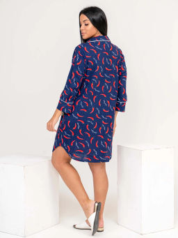 Халат женский, цвет синий красный белый