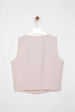 TRENDYOLMILLA Ac?k Haki Fitted Keten Gorunumlu V Yaka Crop Dokuma Yelek TWOSS25YE00028  фото 9