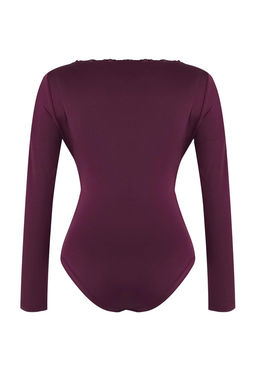 Murdum V Yaka Dantel Detayl? C?tc?tl? Esnek Orme Body TWOAW26BD00013