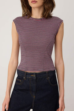 Cok Renkli Fitted/Vucuda Oturan Kolsuz Crop/K?sa Pamuk Ribana Orme Atlet TWOSS26AL00083 - Trendyolmilla фото 3