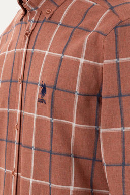 Мужская рубашка с длинным рукавом кирпичного цвета - U.s. polo assn фото 7