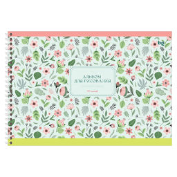 Альбом для рисования BG А4 40л. на спирали, 160г/м2 "Цветочный вальс" (АР4гр40 06792) обложка картон
