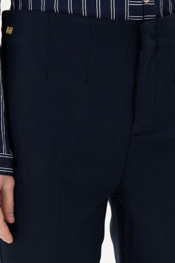 Kad_n Lacivert Carrot High Waist Fit Kanvas Pantolon
