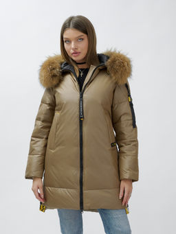 Куртка зимняя HaiLuoZi 871K женская коричневая с мехом енота утеплитель 260 г/м² - Mtforce фото 15