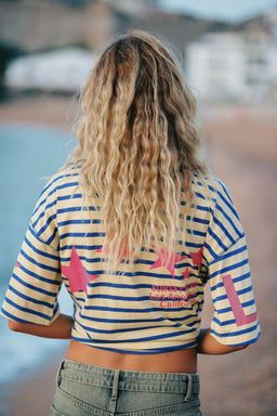 CAMISETA OVERSIZE RAYAS TEXTO / Amarillo - Zara фото 7