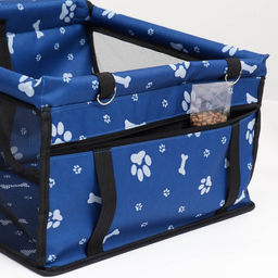 Автокресло для животных 40*30*25 см, синее с белыми лапками и косточками - Пижон фото 9