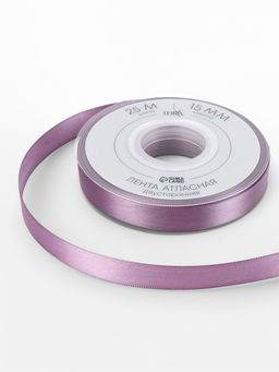 Лента атласная TEIRA, двухсторонняя, 15 мм, 25±1 м, сиреневая №0434