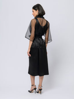 Жакет черного цвета из органзы в черную мушку - 1001dress фото 2