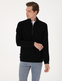 Siyah 3 _plik Regular Fit Fermuarl_ Dik Yaka Basic Sweatshirt - Pierre cardin фото 3