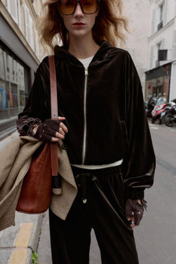 VELVET HOODIE JACKET - Zara фото 2