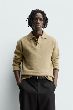 100% WOOL KNIT POLO SHIRT