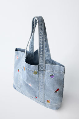 SHOPPER DENIM BORDADOS / Azul - Zara фото 4