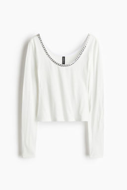 Top de manga larga con cadena decorativa - H&m фото 5