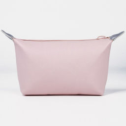 Косметичка на молнии простая, однотонная, розовая
