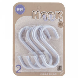 Крючок пластмассовый, 4 штуки для релингов S-образный 4,5х10х0,5см, цвета микс, в блистере (Китай)