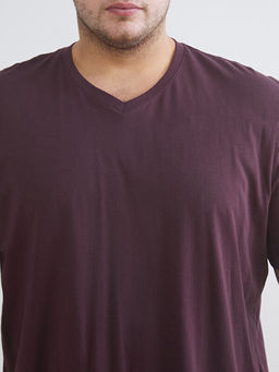 B?y?k Beden V Yaka Penye Erkek Ti??rt