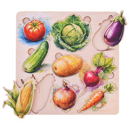 Пазл вкладыш деревянный Овощи цветной - Задира фото 2