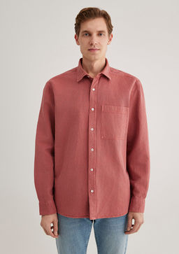 Keten Kar?s?ml? Pembe Tencel Gomlek - Mavi фото 4