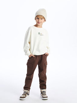 Rahat Kal?p Bisiklet Yaka Bask?l? Erkek ?ocuk Sweatshirt - Waikiki фото 3