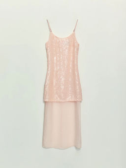 Двуслойное платье миди с пайетками / Zarina