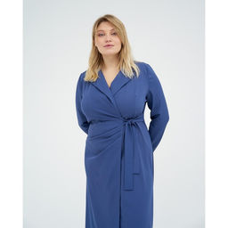 Платье женское миди с поясом MIST plus-size, синее, размер 54