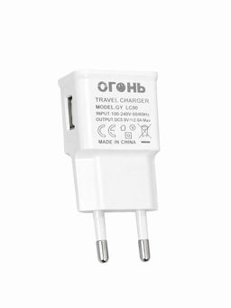 Зарядное устройство сетевое "Огонь" (GY LC90) 3А, USB, белое