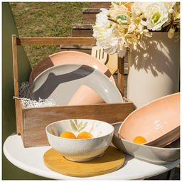 Цена за 3 шт. ТАРЕЛКА ОБЕДЕННАЯ BRONCO MEADOW 29*23 СМ ПУДРОВАЯ  фото 2