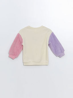 Bisiklet Yaka Kal?n Bask?l? K?z Bebek Sweatshirt