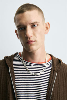 HOODED KNIT TEXTURED OVERSHIRT