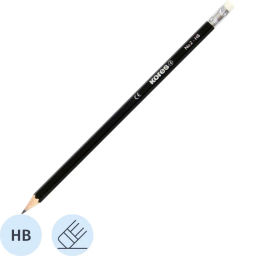 Карандаш чернографитный Kores шестигранный HB с ластиком  фото 2