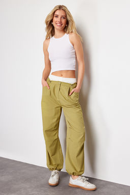 TRENDYOLMILLA Yag Yesili Jogger Normal Bel Pacas? Lastikli Dokuma Pantolon TWOSS23PL00158  фото 3
