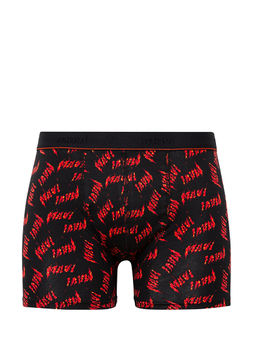 Bask?l? Siyah Boxer